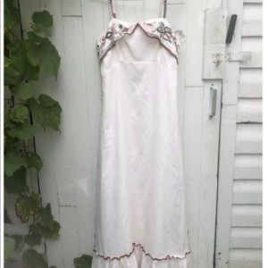 Vintage 60s 70s white maxi dress hippie boho embroidered retro festival